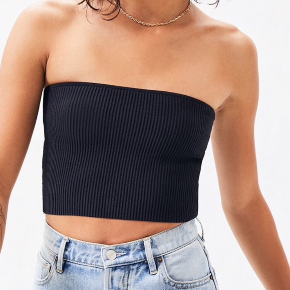 ⚡️LA Hearts x PacSun Ribbed Crop Tube Top in Medium White Strapless Top